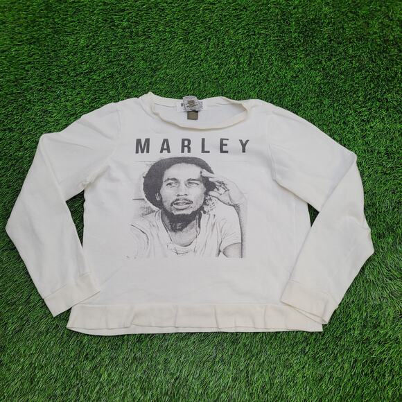 Bob-Marley Cropped Sweatshirt Women Large 20x21 Reggae White - Picture 1 of 15